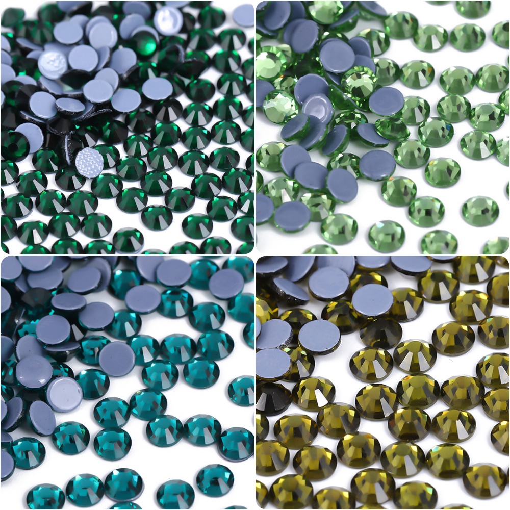 Nail Art Emerald Green - แก้วมรกต Peridot คริสตัลสีเขียว Hotfix Rhinestones Strass