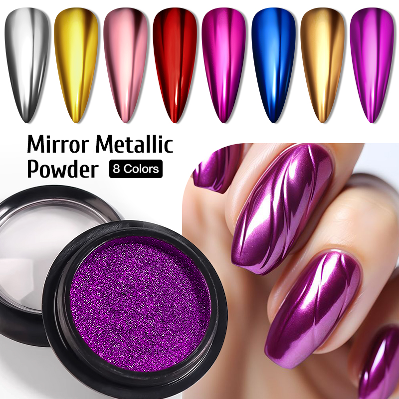 Nail Glitter Chrome - METALLIC GOLD Silver Mirror Powder เล็บ