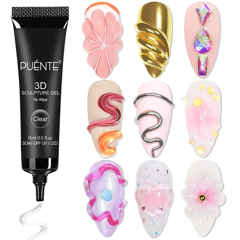 Nail Art Chrome - 15ML 3D No Wipe ประติมากรรมเจลเล็บ 3D