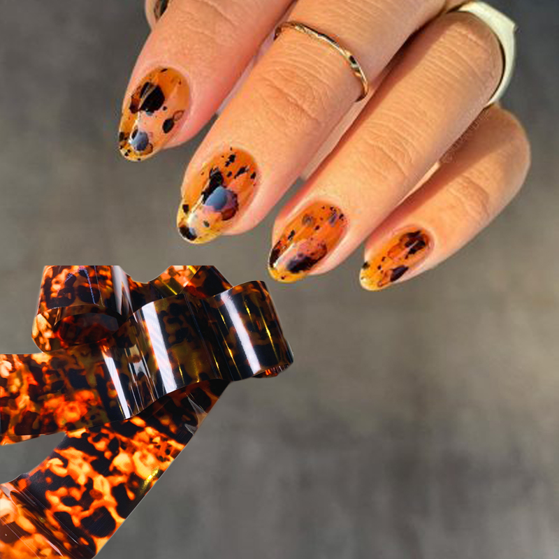 Nail Art Zebra - 1ม้วน100ซม.* 4ซม.เต่า Shell Amber Design โปร่งแสง