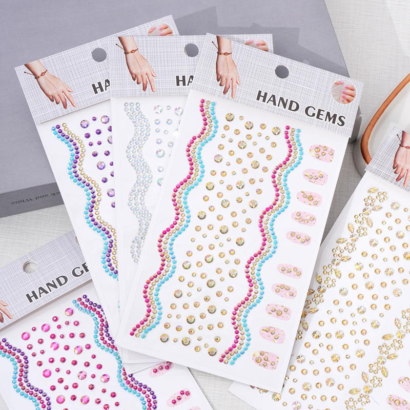 Rhinestone Nail Gem - สติ๊กเกอร์ติดเล็บลายเพชร อะคริลิกแบบติดเอง 2 in 1 สำหรับแต่งหน้าบนเวที