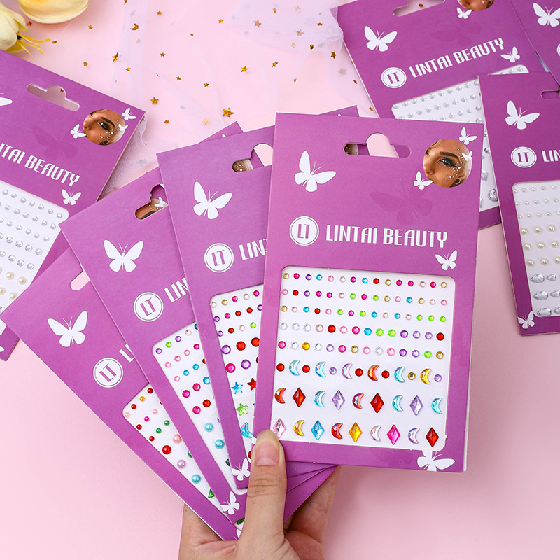 Rhinestone Nail Gem - สติกเกอร์ติดหน้ารูปหยดน้ำ กันน้ำ ติดง่าย ประดับเพชร สำหรับแต่งหน้า งานปาร์ตี้