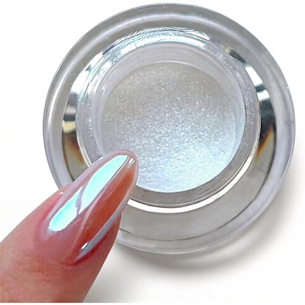 Nail Glitter Chrome - ผงโครมสำหรับเล็บ, ผงโครมเงาแบบออโรร่าเมอร์เมดสำหรับเล็บ, กลิตเตอร์ตกแต่งเล็บแบบยูนิโครมสีรุ้ง หรือสำหรับงาน DIY ที่บ้าน