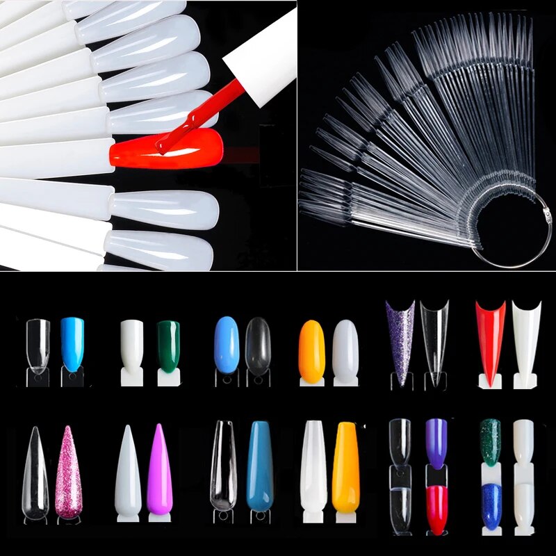 Nail Art Natural - จอแสดงผลเล็บ Sticks สีธรรมชาติที่ชัดเจนเล็บ Swatch แผนภูมิแหวนเคล็ดลับเล็บปลอมเจล Polish