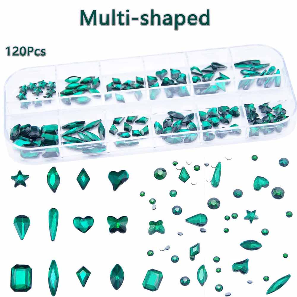 2 กล่องสีเขียวมรกตเล็บ Rhinest - Nail Art Emerald Green บทวิจารณ์และราคา