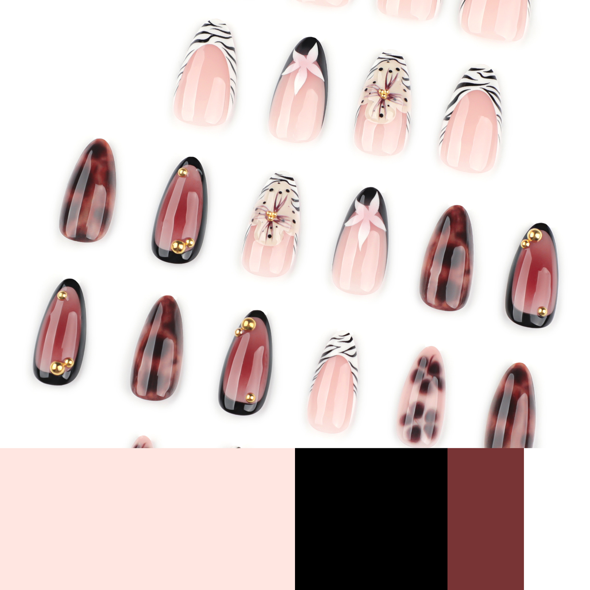 เล็บปลอมลายม้าลายฝรั่งเศส 24 ช - Nail Art Zebra บทวิจารณ์และราคา