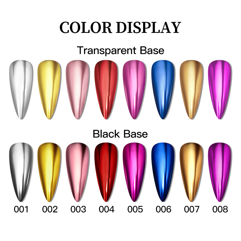 ผงกระจกสีทองเมทัลลิก สีเงิน กล - Nail Glitter Chrome บทวิจารณ์และราคา
