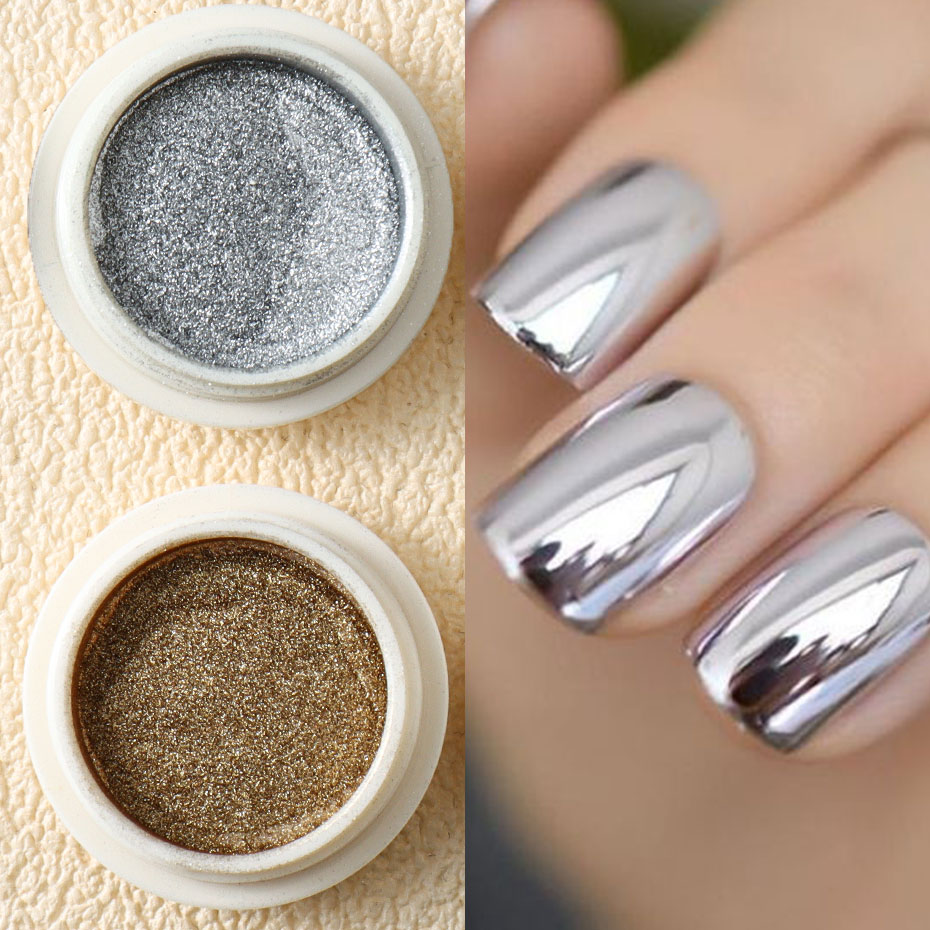 6 PC GOLD METALLIC Mirror Glit - Nail Glitter Chrome บทวิจารณ์และราคา