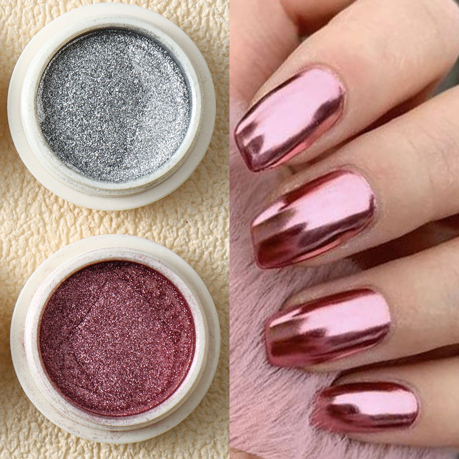 6 PC GOLD METALLIC Mirror Glit - Nail Glitter Chrome บทวิจารณ์และราคา