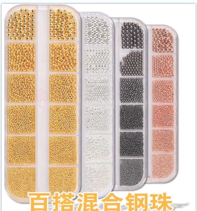 1 กล่อง 6 ขนาด 0.8-3.0 มม.ลูกป - Nail Art Rose Gold บทวิจารณ์และราคา