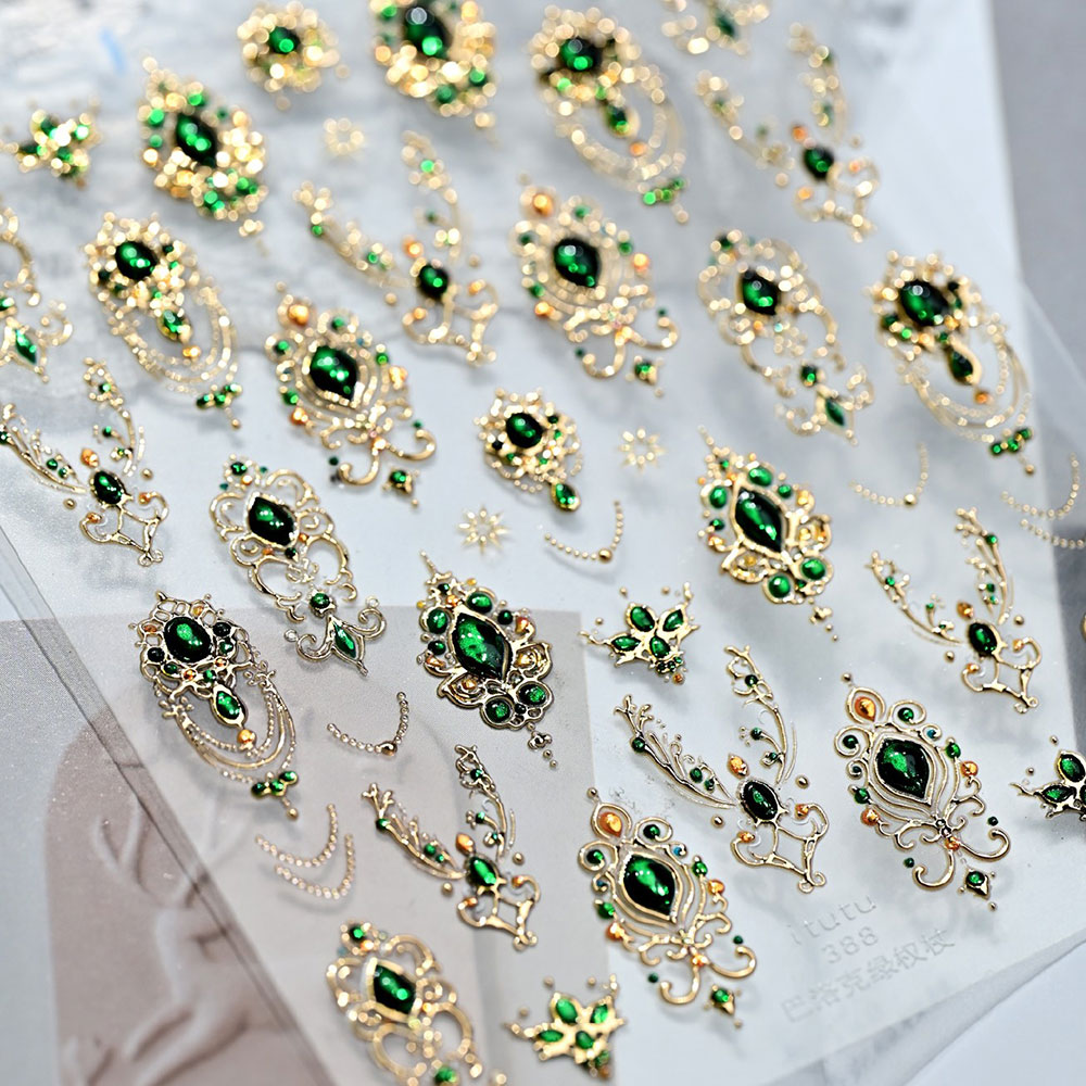 สติกเกอร์ติดเล็บลายอัญมณีมรกต  - Nail Art Emerald Green บทวิจารณ์และราคา