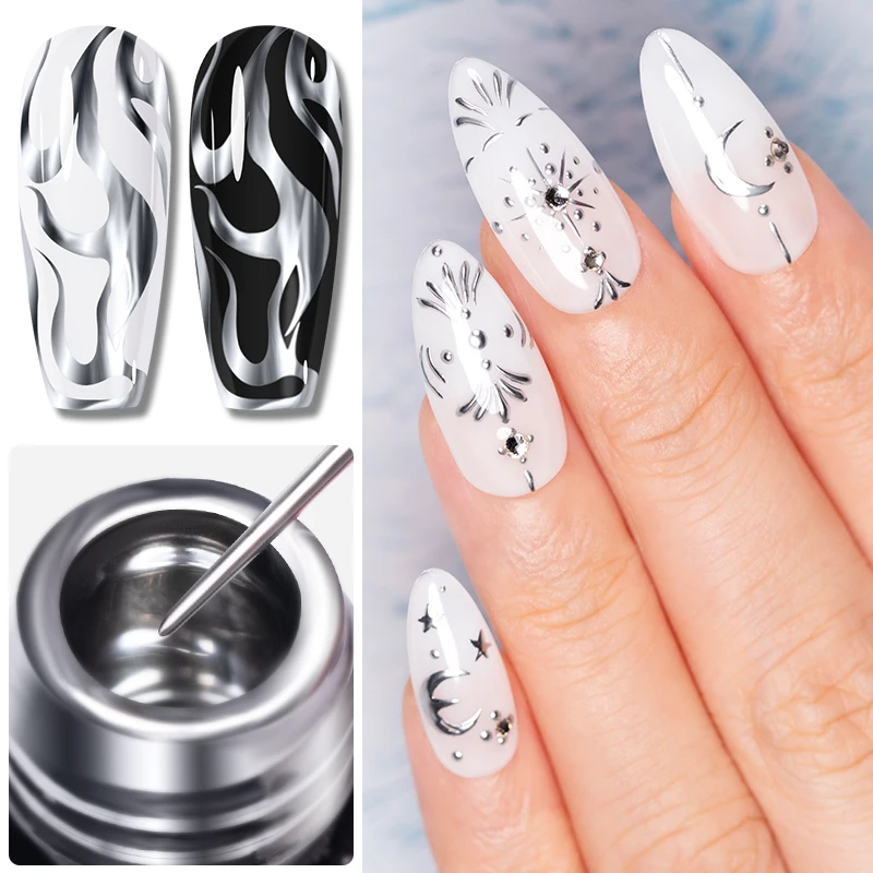 5ml Golden Silvery METALLIC ภา - Nail Art Chrome บทวิจารณ์และราคา