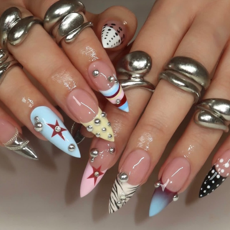 เล็บปลอมแบบกดติด 24 ชิ้น ทรงสต - Nail Art Zebra บทวิจารณ์และราคา