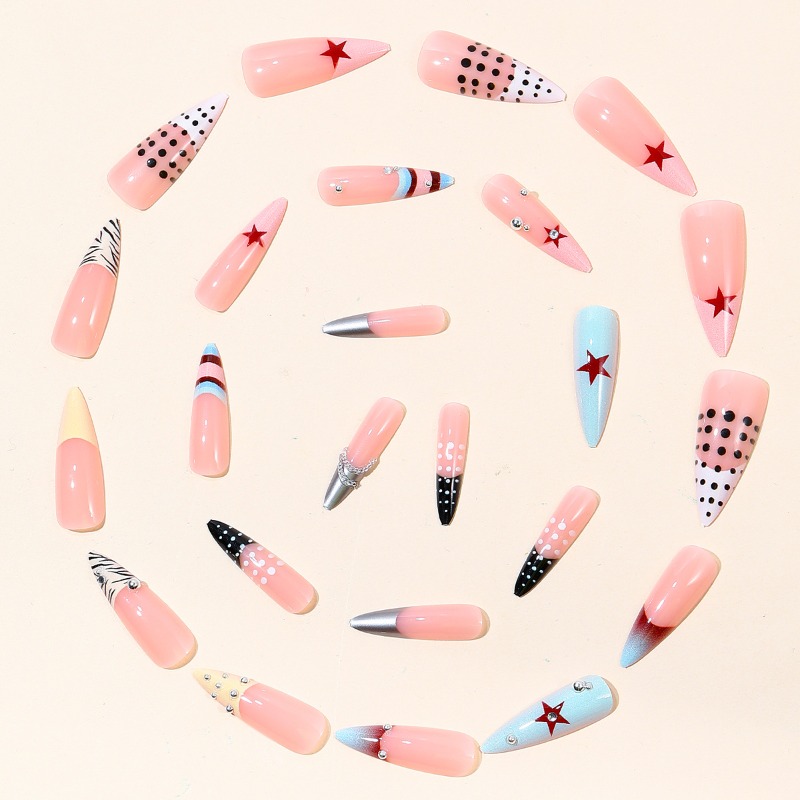 เล็บปลอมแบบกดติด 24 ชิ้น ทรงสต - Nail Art Zebra บทวิจารณ์และราคา