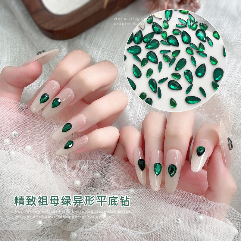 50PCS Dark สีเขียวแบน 3D เล็บ  - Nail Art Emerald Green บทวิจารณ์และราคา
