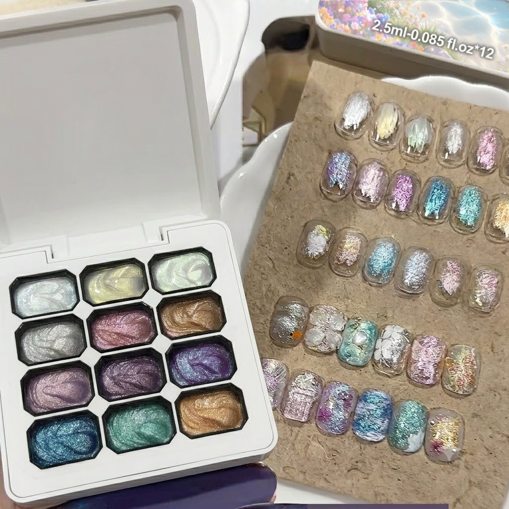 ชุดเจลทาเล็บสีออโรร่า 12 สี, ก - Nail Glitter Chrome บทวิจารณ์และราคา
