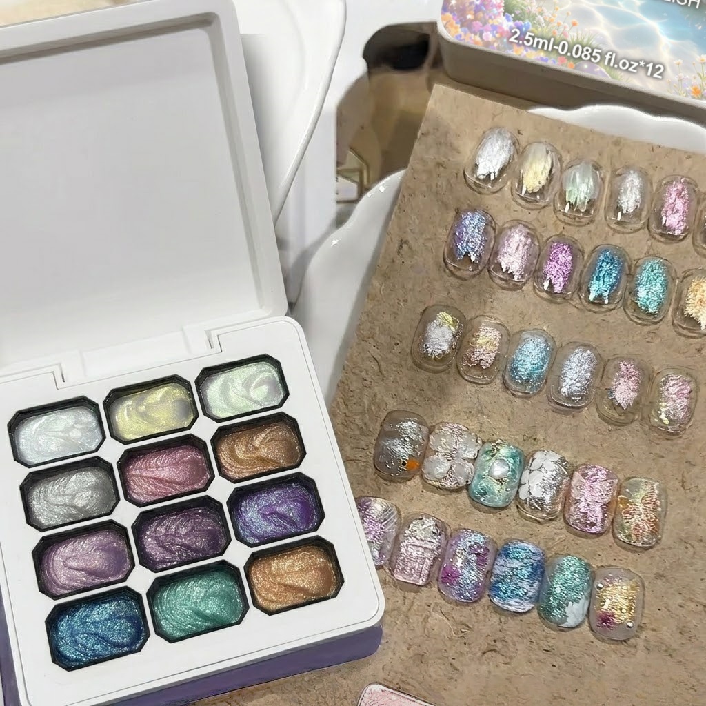 ชุดเจลทาเล็บสีออโรร่า 12 สี, ก - Nail Glitter Chrome บทวิจารณ์และราคา