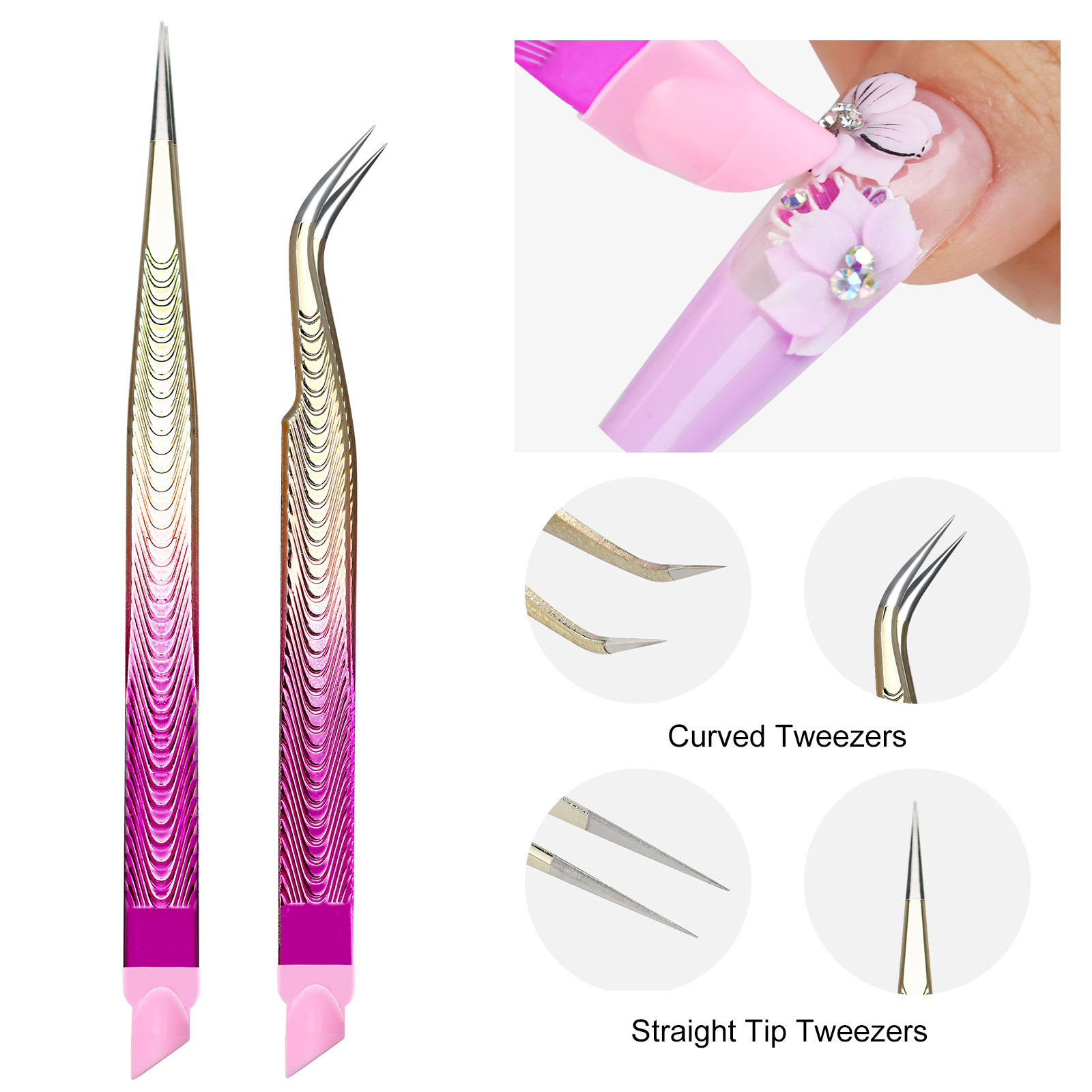 Double Ended Nail Art แหนบสแตน - Rhinestone Nail Gem บทวิจารณ์และราคา