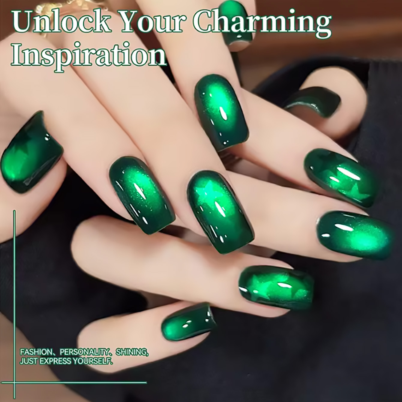 เจลทาเล็บแม่เหล็กสีเขียวมรกตให - Nail Art Emerald Green บทวิจารณ์และราคา