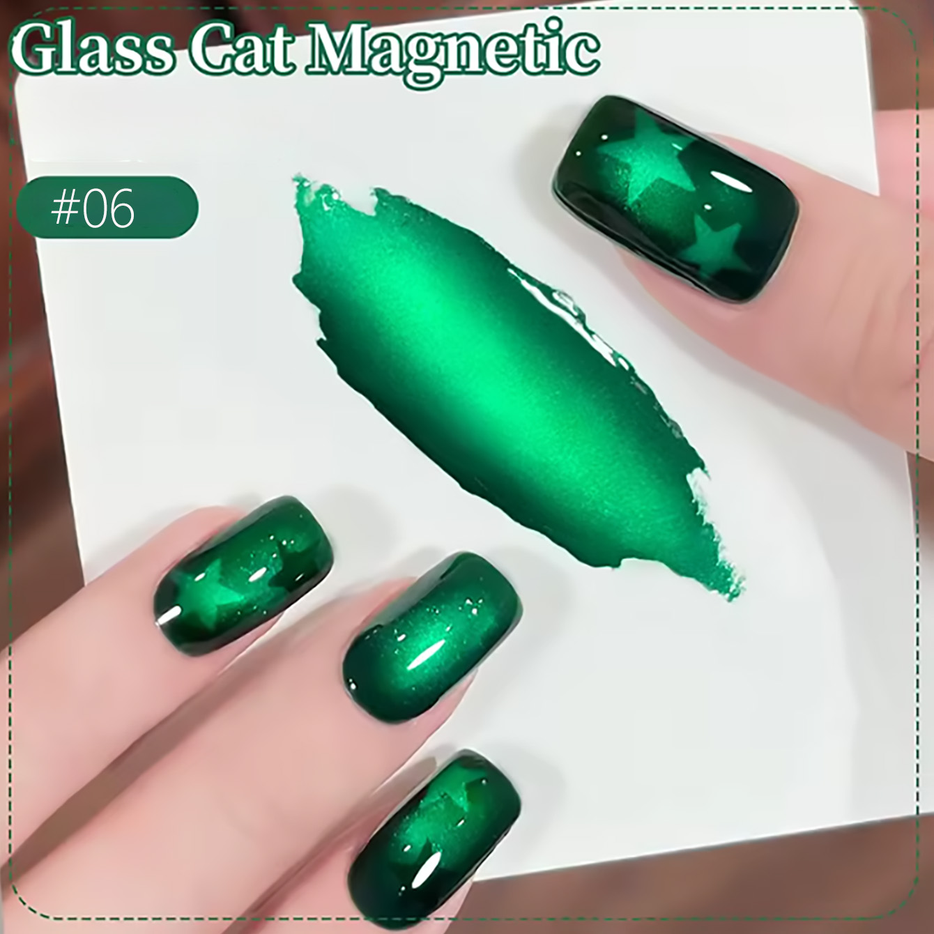 เจลทาเล็บแม่เหล็กสีเขียวมรกตให - Nail Art Emerald Green บทวิจารณ์และราคา
