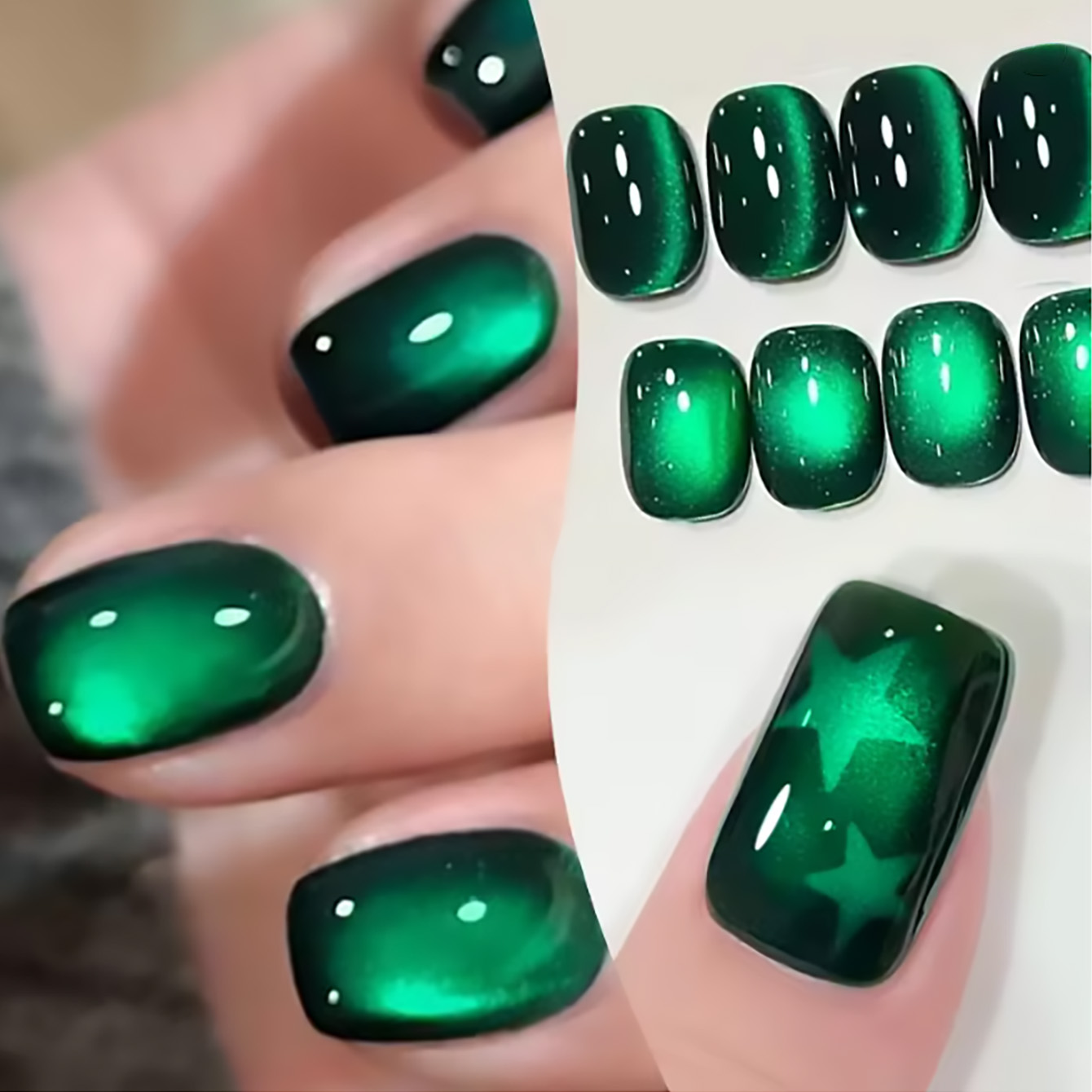 เจลทาเล็บแม่เหล็กสีเขียวมรกตให - Nail Art Emerald Green บทวิจารณ์และราคา
