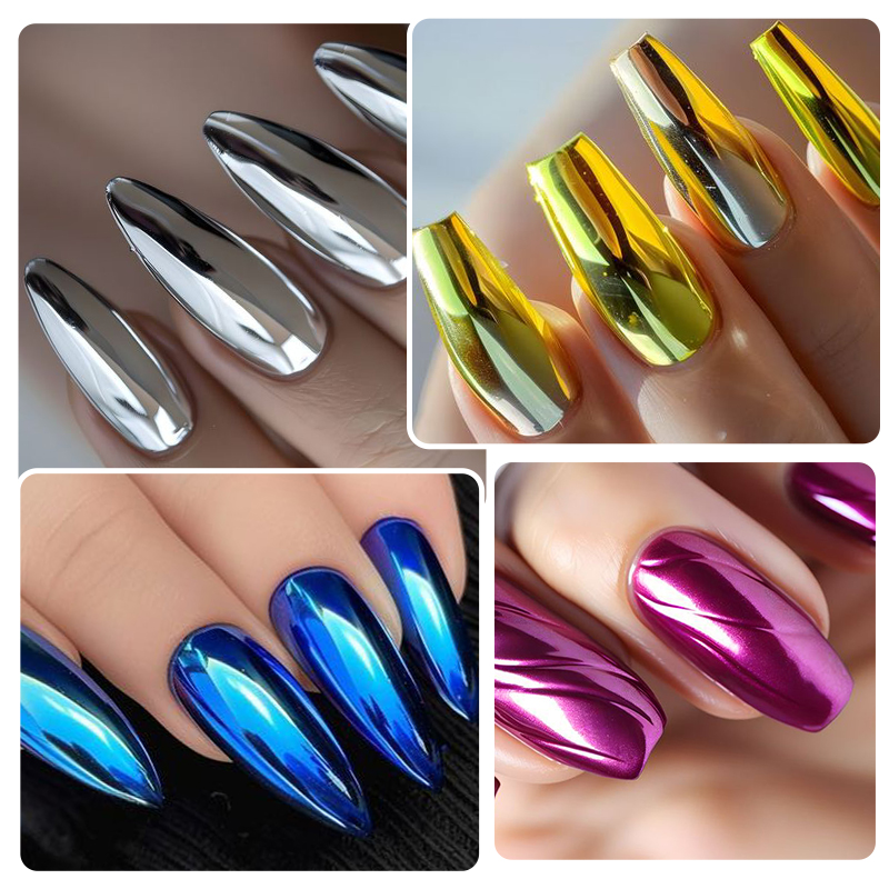 METALLIC GOLD Silver Mirror Po - Nail Glitter Chrome บทวิจารณ์และราคา