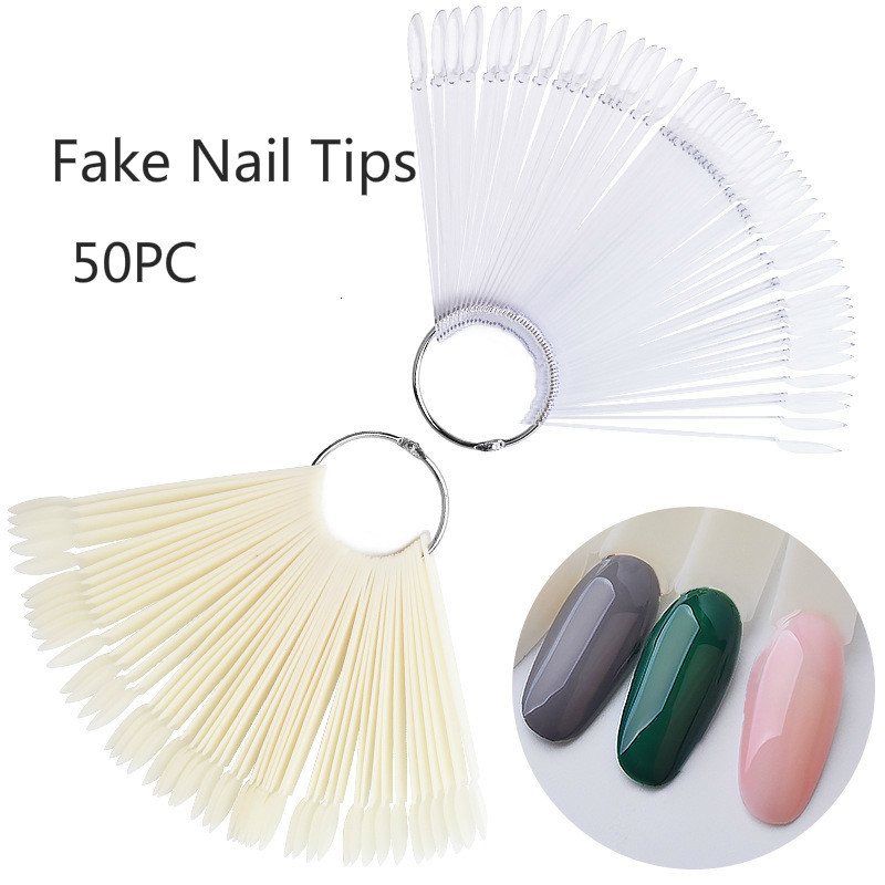 50Pcs การ์ดสีเล็บปลอมจอแสดงผล  - Nail Art Natural บทวิจารณ์และราคา