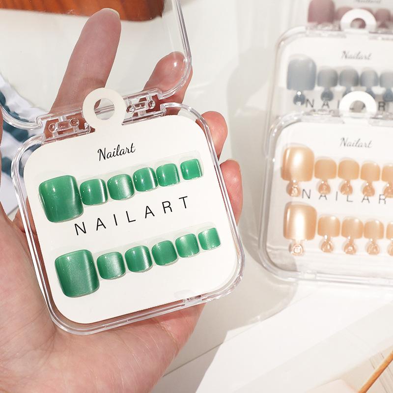 เล็บปลอมแบบฝรั่งเศส 10 ชิ้น/กล - Nail Art Full Cat Eye บทวิจารณ์และราคา
