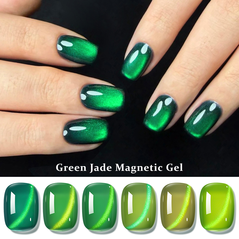เจลทาเล็บแม่เหล็กสีเขียวมรกต 7 - Nail Art Emerald Green บทวิจารณ์และราคา