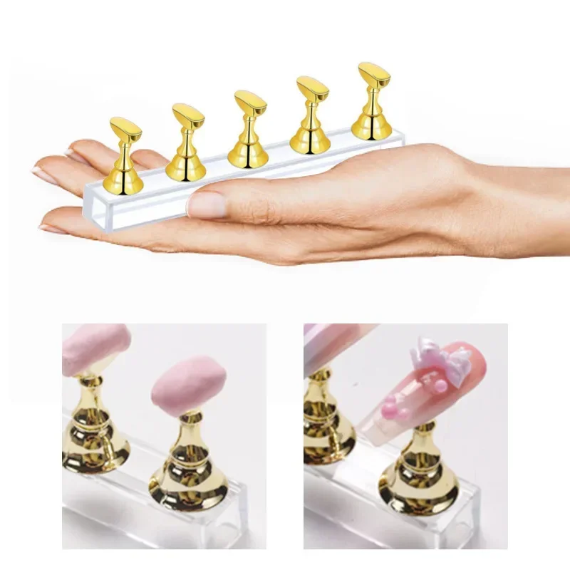 ที่ยึดเล็บหมากรุกแม่เหล็ก5ชิ้น - Nail Art Rose Gold บทวิจารณ์และราคา