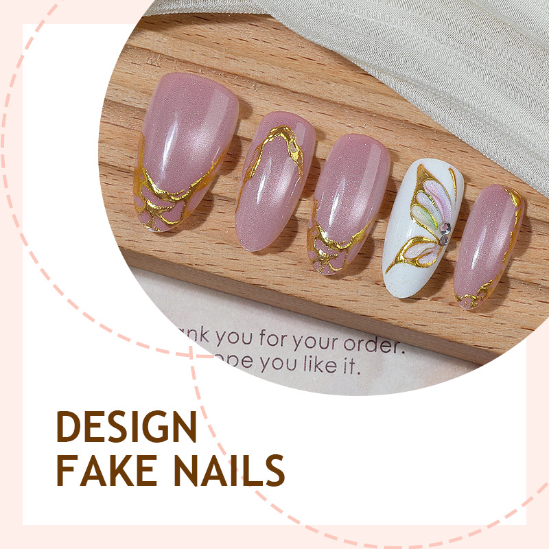 เล็บปลอมทรงอัลมอนด์ลายผีเสื้อส - Nail Art Full Cat Eye บทวิจารณ์และราคา
