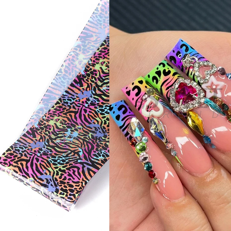 10pcs สีสันเสือดาวพิมพ์เล็บโอน - Nail Art Zebra บทวิจารณ์และราคา