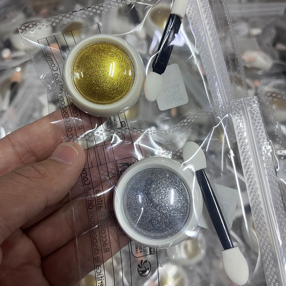 ผงกลิตเตอร์สีทองเงิน 2 กระปุก  - Nail Glitter Chrome บทวิจารณ์และราคา