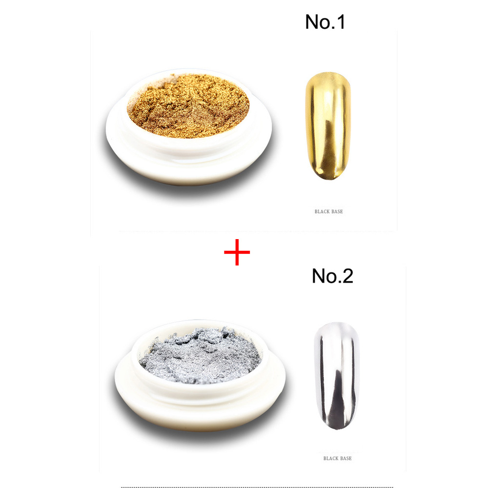 ผงกลิตเตอร์สีทองเงิน 2 กระปุก  - Nail Glitter Chrome บทวิจารณ์และราคา