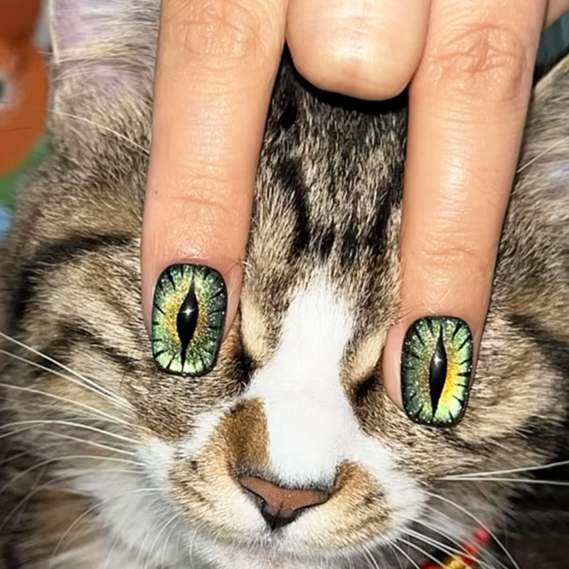 เล็บปลอมสั้นสำหรับผู้หญิง แบบม - Nail Art Full Cat Eye บทวิจารณ์และราคา