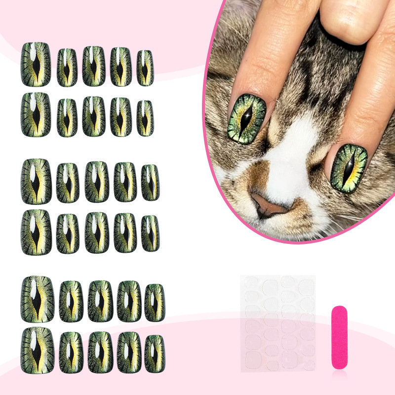 เล็บปลอมสั้นสำหรับผู้หญิง แบบม - Nail Art Full Cat Eye บทวิจารณ์และราคา