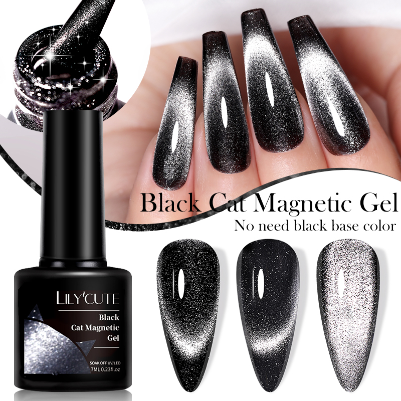 LILYCUTE 7ML คริสตัลสีดําแมวแม - Nail Art Chrome บทวิจารณ์และราคา