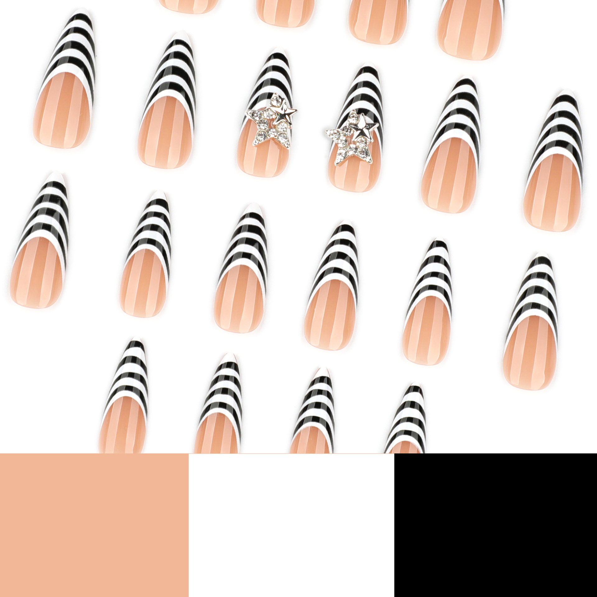 เล็บปลอมลายม้าลายขาวดำ 24 ชิ้น - Nail Art Zebra บทวิจารณ์และราคา