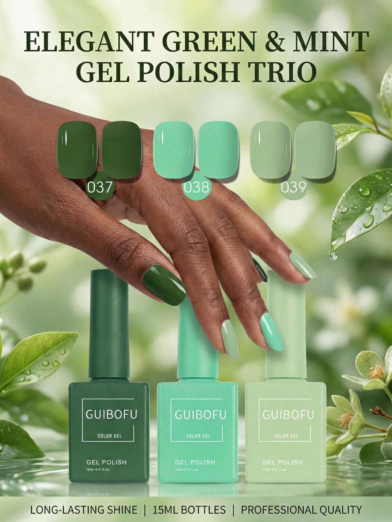 3 ชิ้น/ชุด เจลทาเล็บสีเขียวป่า - Nail Art Emerald Green บทวิจารณ์และราคา