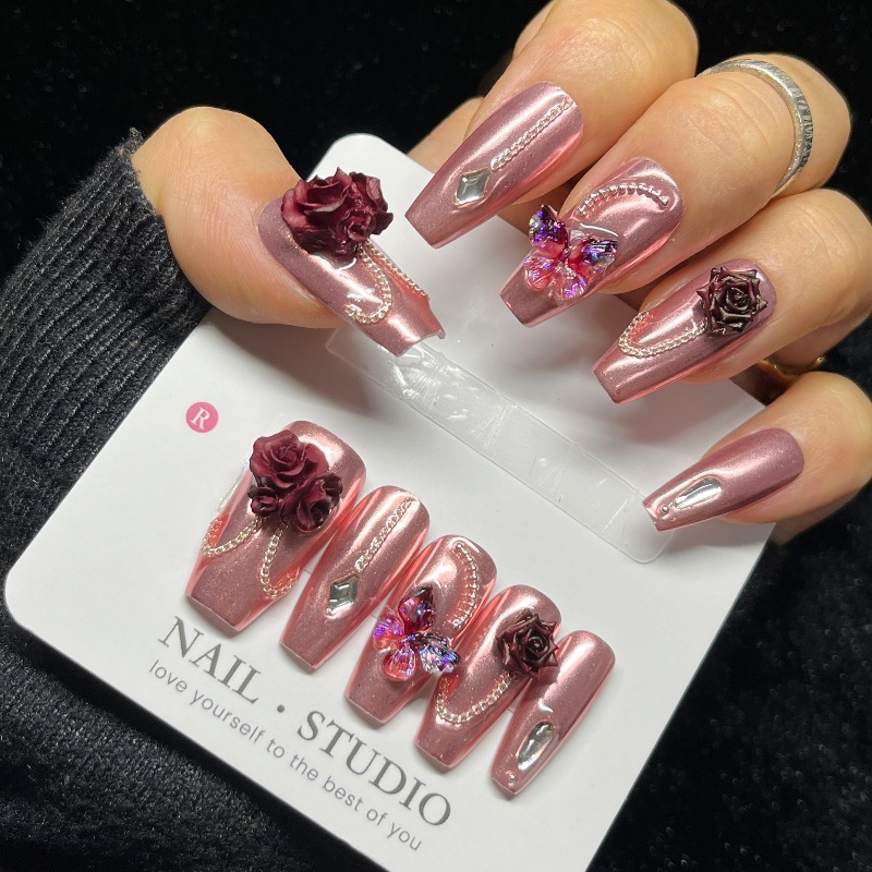 เล็บปลอมสีโรสโกลด์ 10 ชิ้น แบบ - Nail Art Rose Gold บทวิจารณ์และราคา