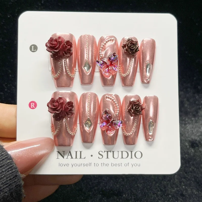เล็บปลอมสีโรสโกลด์ 10 ชิ้น แบบ - Nail Art Rose Gold บทวิจารณ์และราคา