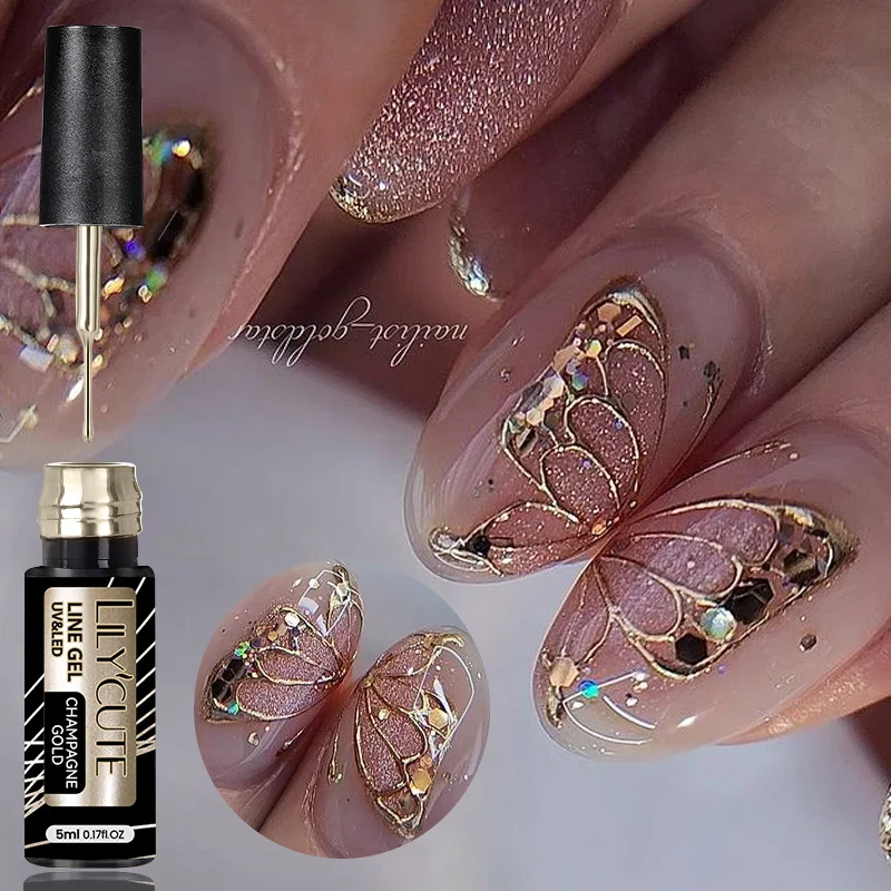 LILYCUTE เจลไลเนอร์เพ้นท์เล็บเ - Nail Art Rose Gold บทวิจารณ์และราคา